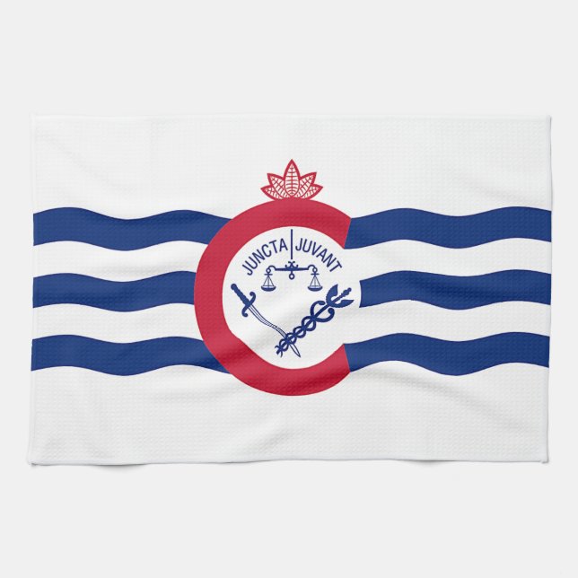 Kitchen towel with Flag of Cincinnati City, U.S.A. (Horizontal)