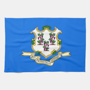 Kitchen towel with Flag of Connecticut, U.S.A.