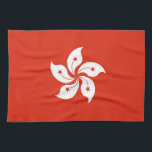 Kitchen towel with Flag of Hong Kong, China<br><div class="desc">Elevate your kitchen decor with our stylish kitchen towel featuring the flag of Hong Kong! This premium kitchen towel proudly showcases the design of the Hong Kong flag, featuring a red field with a white five-petal bauhinia flower in the centre. Symbolising Hong Kong's unique blend of cultures and its identity,...</div>
