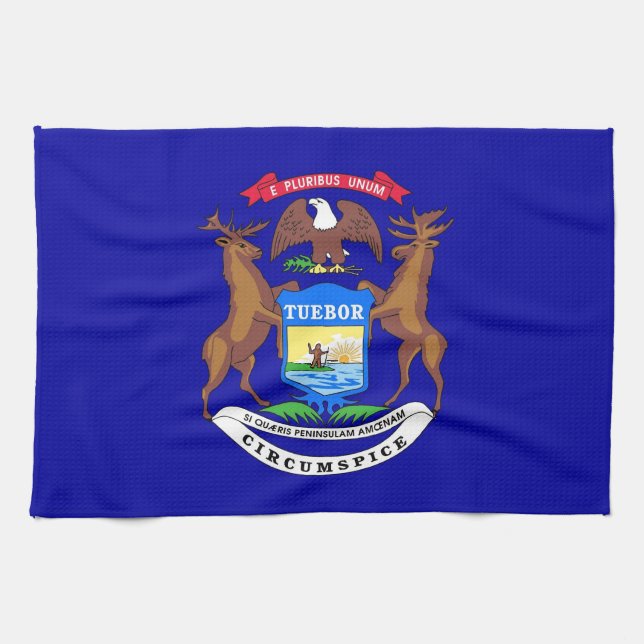 Kitchen towel with Flag of Michigan, U.S.A. (Horizontal)