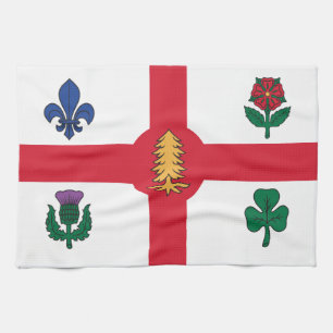 Kitchen towel with Flag of Montreal, Canada