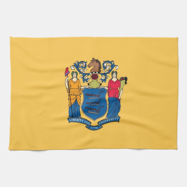 Kitchen towel with Flag of New Jersey, U.S.A. (Horizontal)