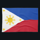 Kitchen towel with Flag of Philippines<br><div class="desc">Celebrate your love for the Philippines while adding a splash of vibrant culture to your kitchen with this patriotic kitchen towel featuring the flag of the Philippines! This eye-catching towel proudly displays the iconic red, blue, and white colours of the Philippine flag, along with the radiant golden sun and three...</div>