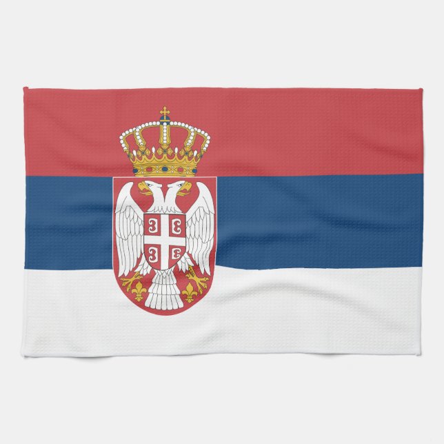 Kitchen towel with Flag of Serbia (Horizontal)