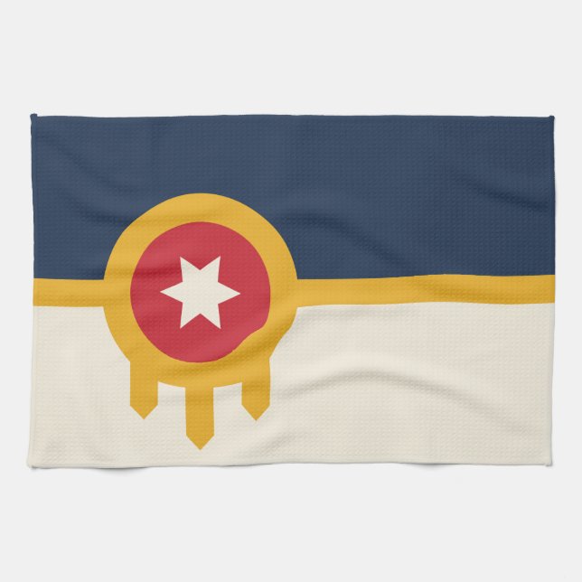Kitchen towel with Flag of Tulsa, Oklahoma (Horizontal)