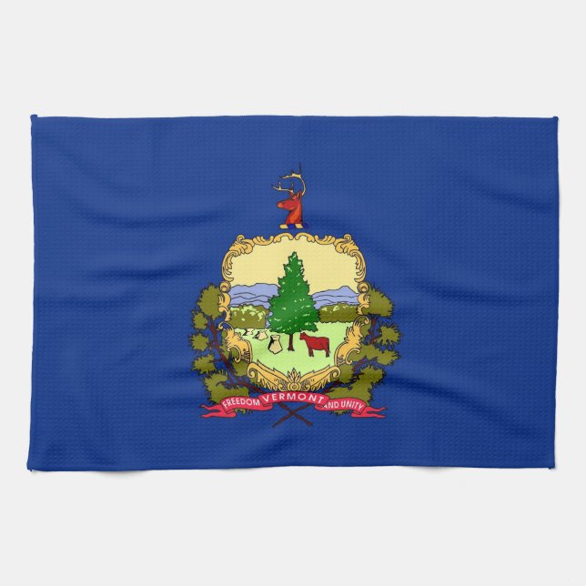 Kitchen towel with Flag of Vermont, U.S.A. (Horizontal)