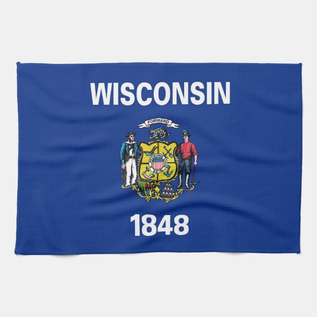 Kitchen towel with Flag of Wisconsin, U.S.A. (Horizontal)