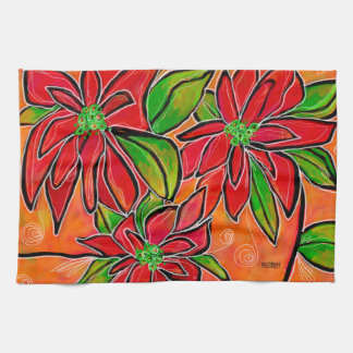 KITCHEN TOWEL with Poinsettia Design