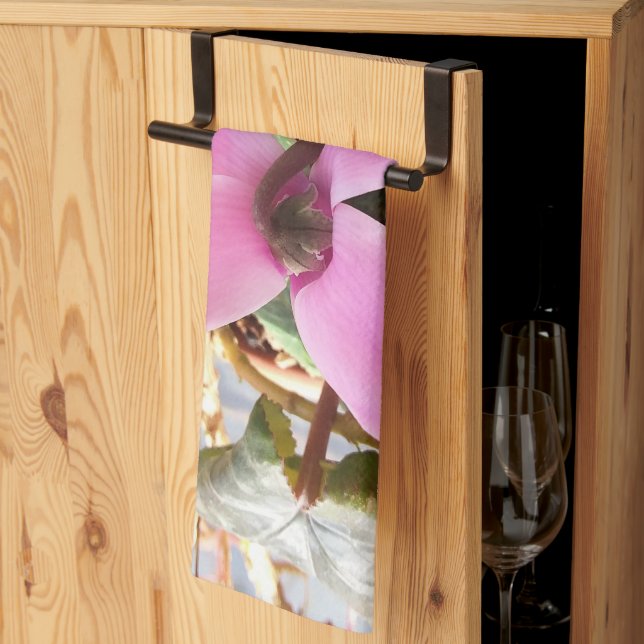 Kitchen towel with real flower. (Thirds Fold)