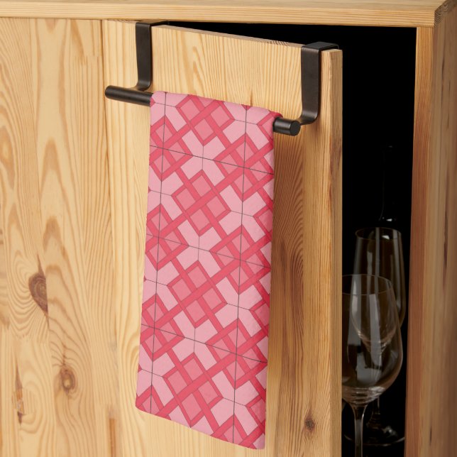 Kitchen Towel - Woven Lattice in Red (Thirds Fold)