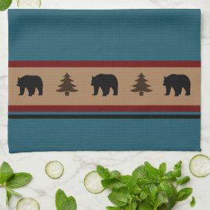Kitchen Towel-Yellowstone Lodge 3 Bear and Trees Tea Towel