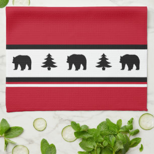 Kitchen Towel-Yellowstone Lodge 3 Bear and Trees Tea Towel