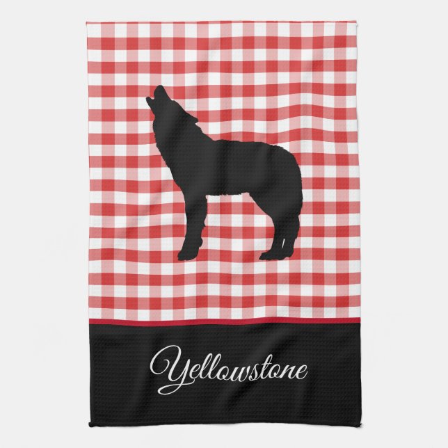 Kitchen Towel-Yellowstone Wolf Tea Towel (Vertical)