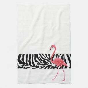 Kitchen Towel-Zebra Print/Flamingo Tea Towel