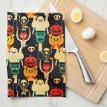 Kitchen Towels<br><div class="desc">It's halloween party design celebrating the upcoming Halloween. This hand-drawn kawaii and fun illustration features halloween characters, vampire, pumpkin, Frankenstein, grim reaper, werewolf, skeleton, ghost and pumpkin.</div>