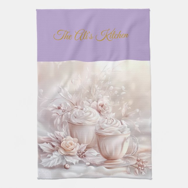 Kitchen Towels-Personalised Victorian Christmas Ki Tea Towel (Vertical)