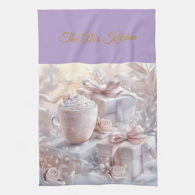 Kitchen Towels-Personalised Victorian Christmas  Tea Towel (Vertical)