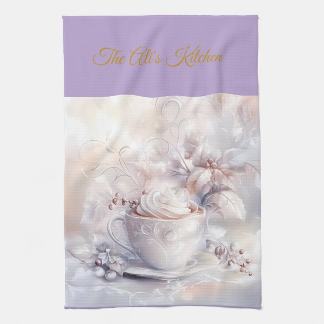 Kitchen Towels- Personalized Victorian Christmas  Tea Towel (Vertical)