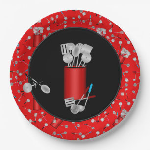 Kitchen Untensils, RED 2-PAPER PARTY PLATES