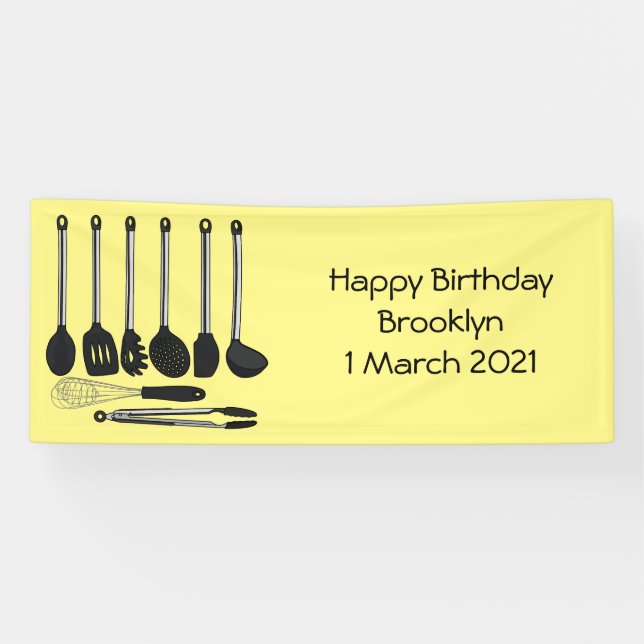 Kitchen utensil cartoon illustration banner (Horizontal)