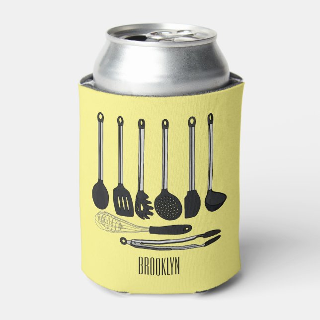 Kitchen utensil cartoon illustration  can cooler (Can Front)