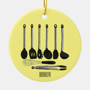 Kitchen utensil cartoon illustration ceramic ornament