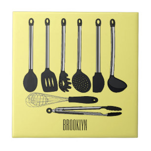 Kitchen utensil cartoon illustration ceramic tile