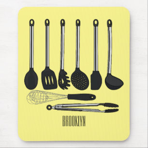 Kitchen utensil cartoon illustration mouse pad