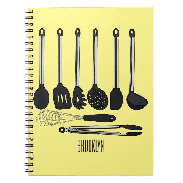 Kitchen utensil cartoon illustration  notebook (Front)