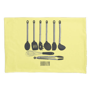 Kitchen utensil cartoon illustration  pillowcase