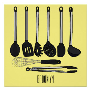 Kitchen utensil cartoon illustration  poster