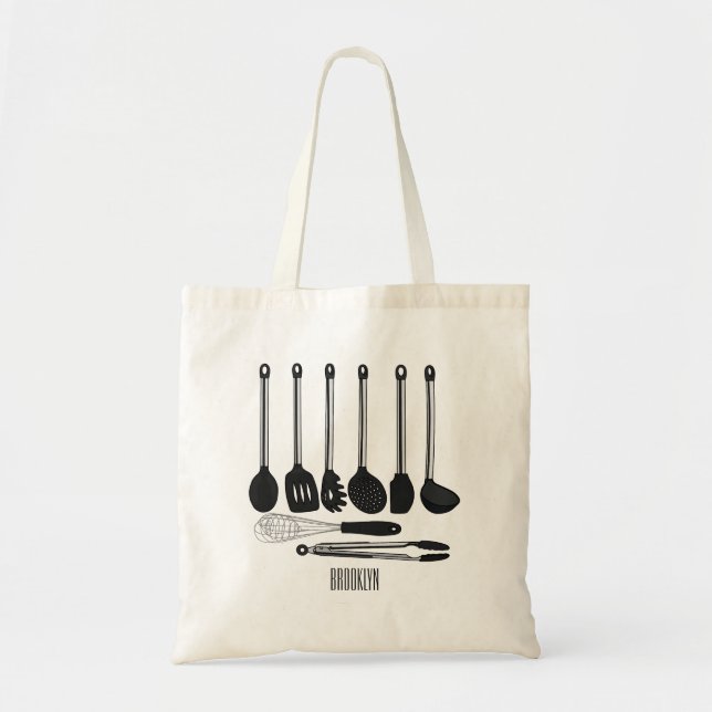 Kitchen utensil cartoon illustration  tote bag (Front)