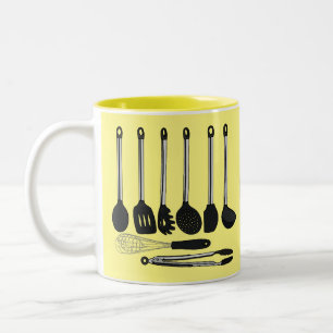 Kitchen utensil cartoon illustration Two-Tone coffee mug