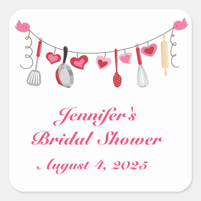 Kitchen Utensil Garland Square Sticker (Front)