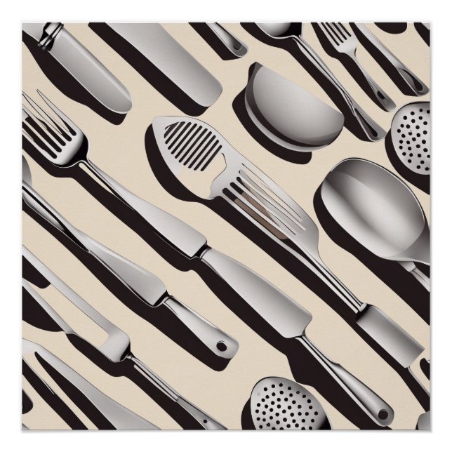 Kitchen Utensil Theme Wrapping Paper Poster (Front)
