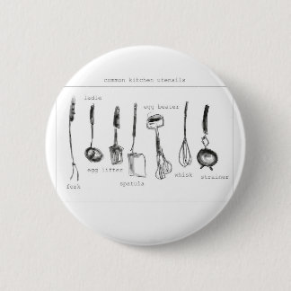 Kitchen utensils 6 cm round badge
