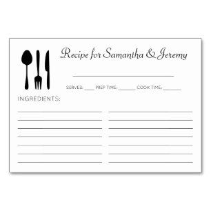 Kitchen Utensils Bridal Shower Recipe Cards