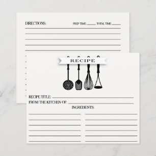 Kitchen Utensils Bridal Shower Recipe Cards