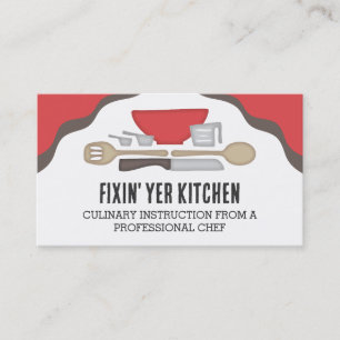 Kitchen utensils cooking class business cards