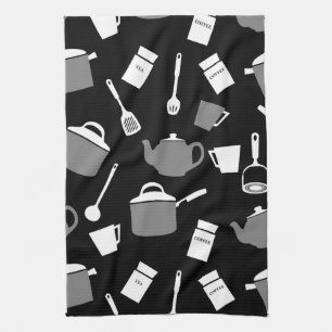 Kitchen Utensils & Cookware   Black White & Gray Tea Towel