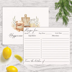 Kitchen Utensils Food Watercolor Recipe Card