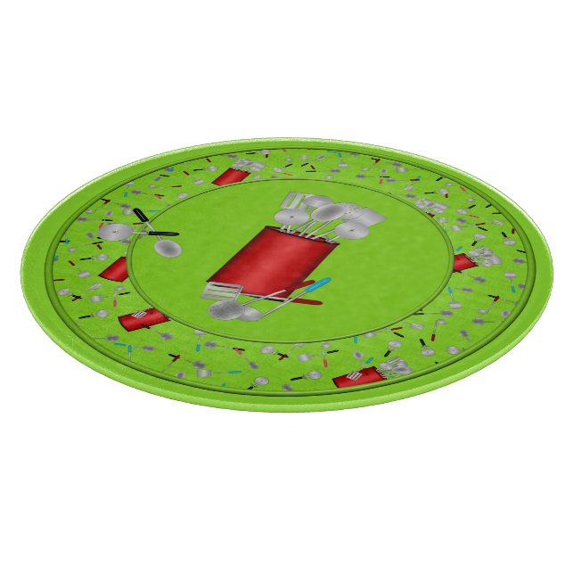 Kitchen Utensils,Green-12in ROUND CUTTING BOARD (Corner)
