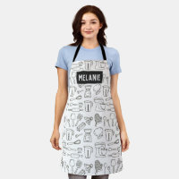 Kitchen Utensils Line Doodle Pattern Personalised