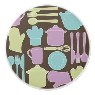 Kitchen Utensils Pattern 2 Ceramic Knob