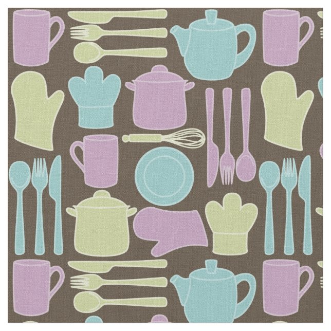 Kitchen Utensils Pattern 2 Fabric (Close Up)