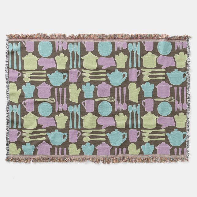 Kitchen Utensils Pattern 2 Throw Blanket (Front)