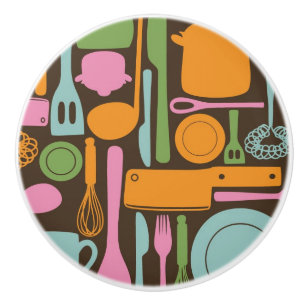 Kitchen Utensils Pattern 3 Ceramic Knob