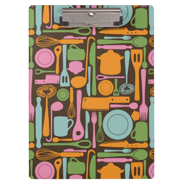 Kitchen Utensils Pattern 3 Clipboard (Front)