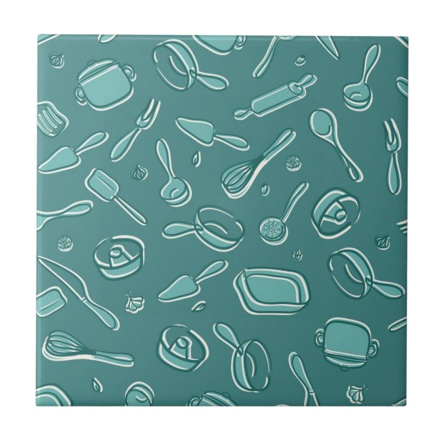 Kitchen Utensils Pattern Ceramic Tile (Front)
