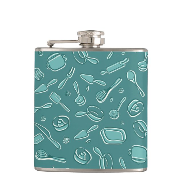 Kitchen Utensils Pattern Hip Flask (Front)